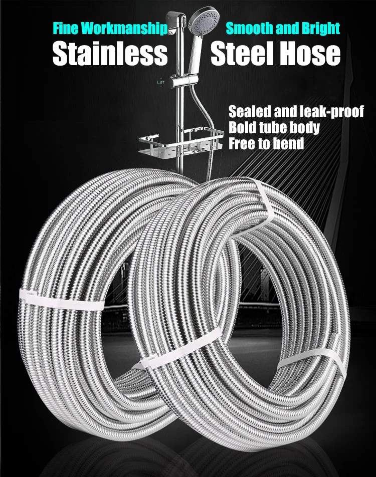 High Pressure Bathroom Accessories Chromed Stainless Steel Shower Hose